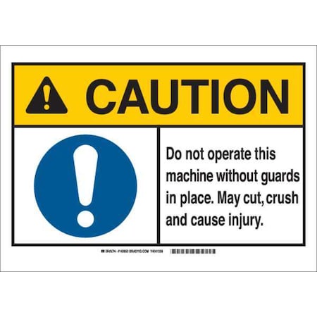 Caution Sign, 10 Height, 14 Width, Aluminum, Rectangle, English