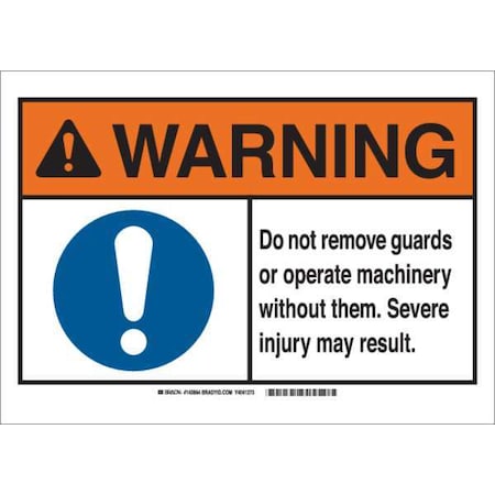 Warning Sign, 10 Height, 14 Width, Aluminum, Rectangle, English