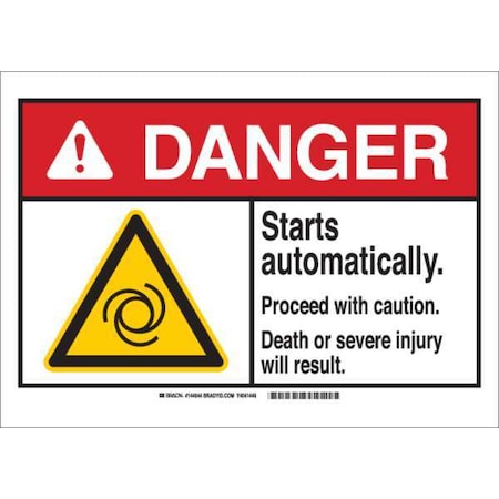 Danger Sign, 10 Height, 14 Width, Plastic, Rectangle, English