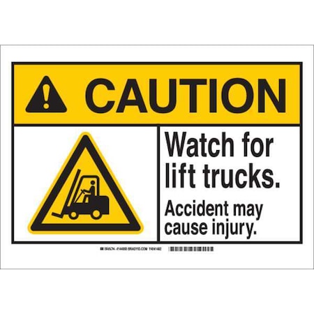 Caution Sign, 10 H, 14 W, Plastic, Rectangle, English, 144089