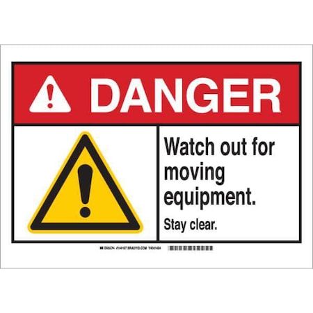 Danger Sign, 10 Height, 14 Width, Polyester, Rectangle, English