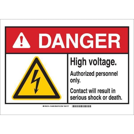 Danger Sign, 10 In Height, 14 In Width, Aluminum, Rectangle, English