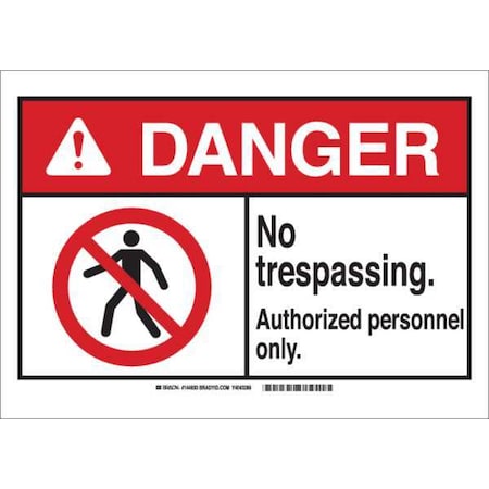 Danger Sign,14Hx10W,Trespassing