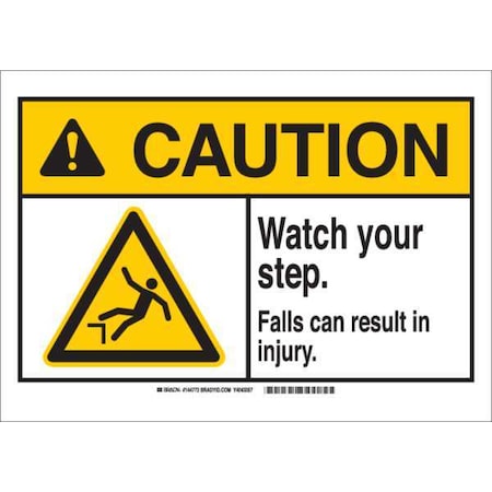 Caution Sign, 10 H, 14 W, Fiberglass, Rectangle, English, 144773