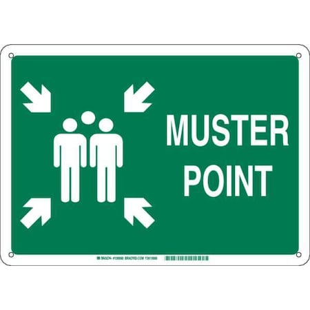 Emergency Sign,B-555 Alum,Muster Point