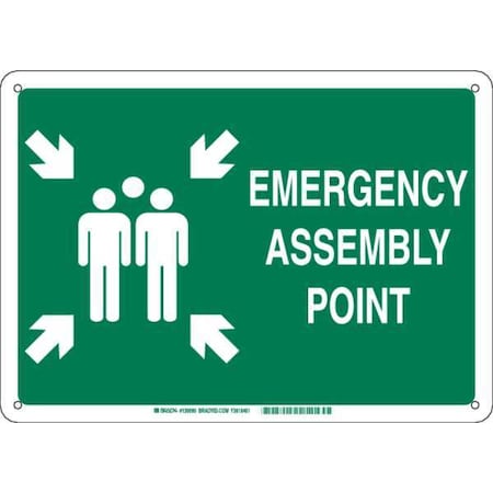 Emergency Assembly Sign,10x14,Aluminum