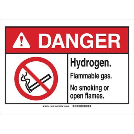 Danger No Smoking Sign, 10 H, 14 In W, Fiberglass, Rectangle, English, 145147