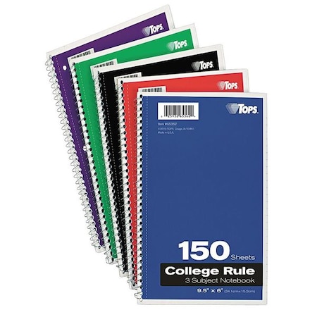 9-1/2 X 6 Wirebound Notebook, College Rule, 150 Pg