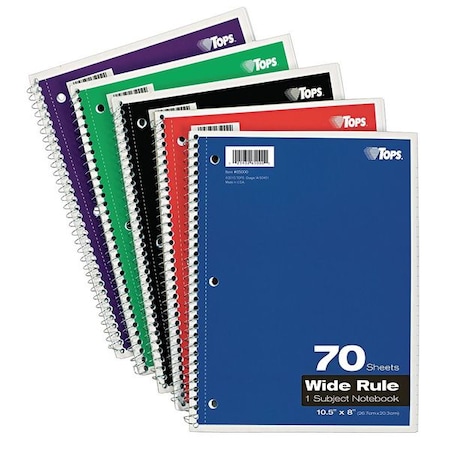 10-1/2 X 8 Wirebound Notebook, College Rule, 70 Pg