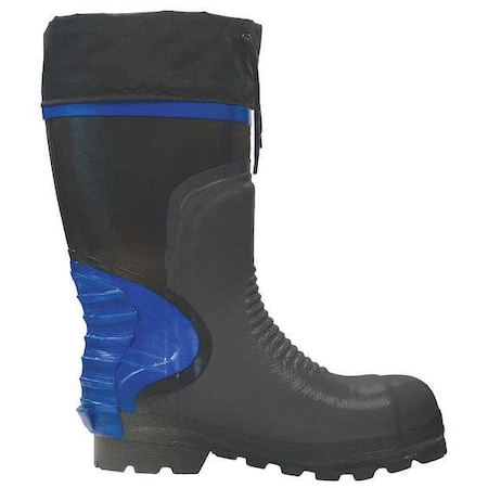 Size 9 Unisex Steel Work Boots, Black/Blue