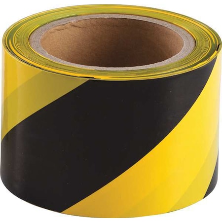 Barricade Tape,Black/Yellow,Polyethylene