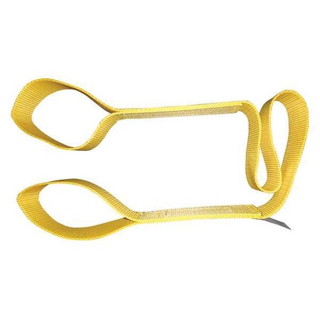 Web Sling, Flat Eye And Eye, 18 Ft L, 3 In W, Nylon, Yellow