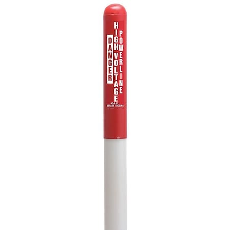 Utility Dome Marker,66 In. H,Red/White