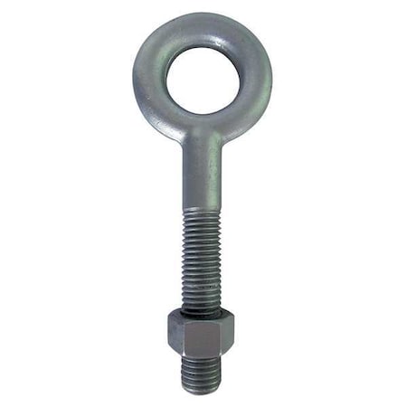 Eye Bolt Without Shoulder, 1/4-20, 3 In Shank, 1/2 In ID, Steel, Galvanized