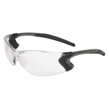 Safety Glasses, Wraparound Clear Polycarbonate Lens, Scratch-Resistant