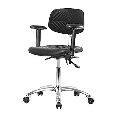 Vinyl Desk Chair, 17-1/2 To 22-3/4, Adjustable Arms, Black