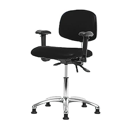 Vinyl ESD Chair, 21-1/2 To 29, Adjustable Arms, Black
