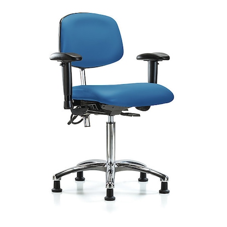 Vinyl ESD Chair, 21-1/2 To 29, Adjustable Arms, Blue