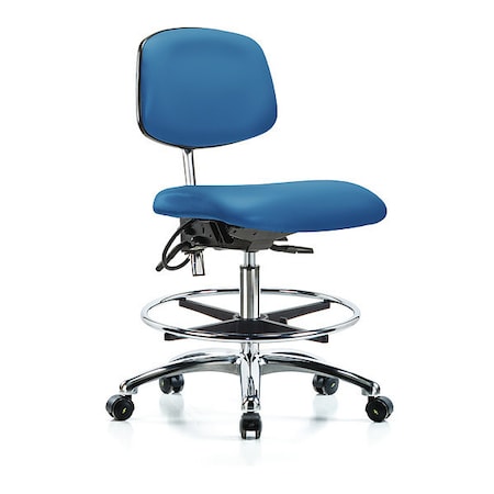 Vinyl ESD Chair, 21-1/2 To 29, No Arms, Blue