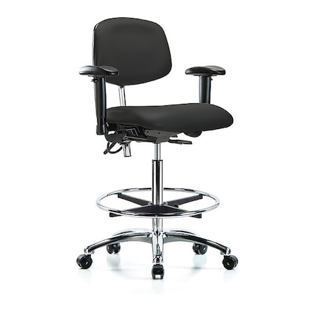 Vinyl ESD Chair, 26-1/4 To 36, Adjustable Arms, Black