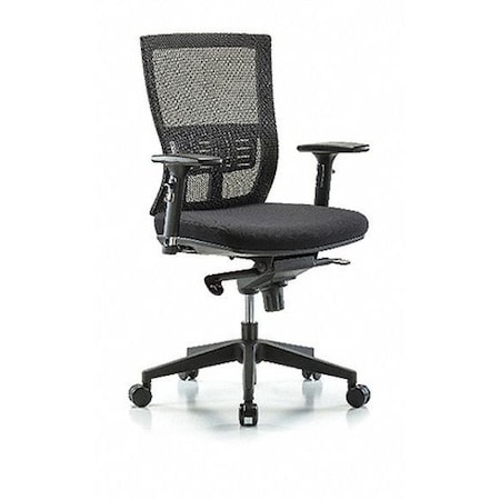 Desk Chair, Mesh, 18-1/2 To 21-1/2 Height, Adjustable Arms, Black