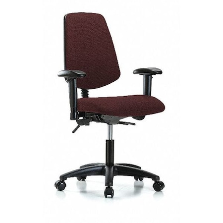 Desk Chair, Fabric, 19 To 24 Height, Adjustable Arms, Burgundy