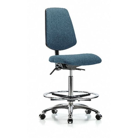 Fab Hi Bench Chair,Med,Bk,CF,Cast,Blu