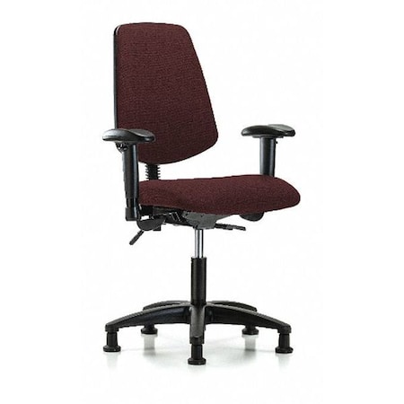 Desk Chair, Fabric, 19 To 24 Height, Adjustable Arms, Burgundy