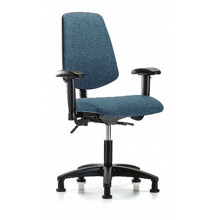 Desk Chair, Fabric, 19 To 24 Height, Adjustable Arms, Blue