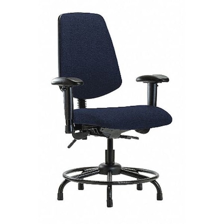Desk Chair, Fabric, 19 To 24 Height, Adjustable Arms, Dark Blue