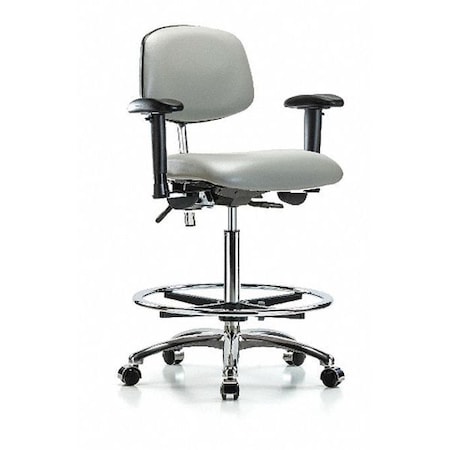 Hi Bench Chair, Vinyl, CF, Cast, Dov, CL100, Caster Type: Rolling