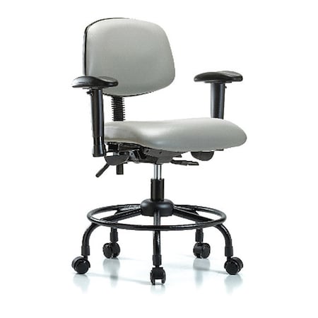 Desk Chair, Vinyl, 21 To 26 Height, Adjustable Arms, Dove