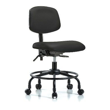 Desk Chair, Vinyl, 21 To 26 Height, No Arms, Black