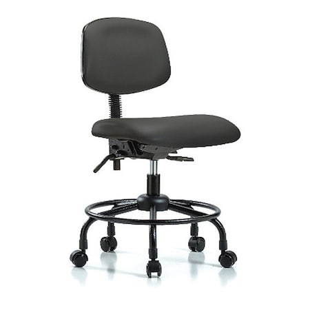 Desk Chair, Vinyl, 21 To 26 Height, No Arms, Charcoal