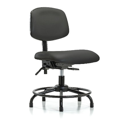 Desk Chair, Vinyl, 18 To 23 Height, No Arms, Charcoal