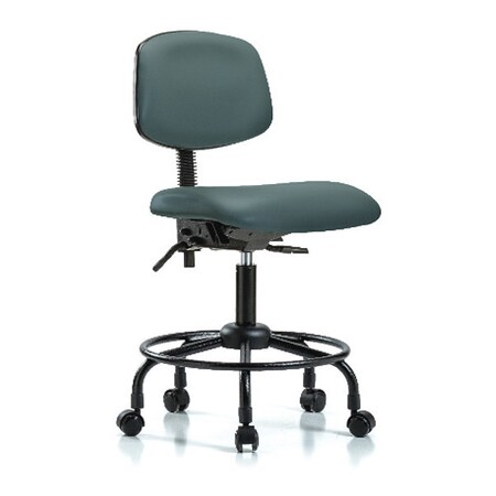 Bench Chair,Vinyl,RT,Casters,Blu