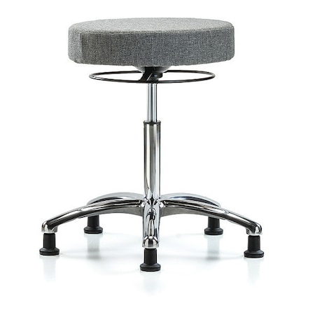 Bench Stool,Med,Fabric,Chrome,Glides Gry