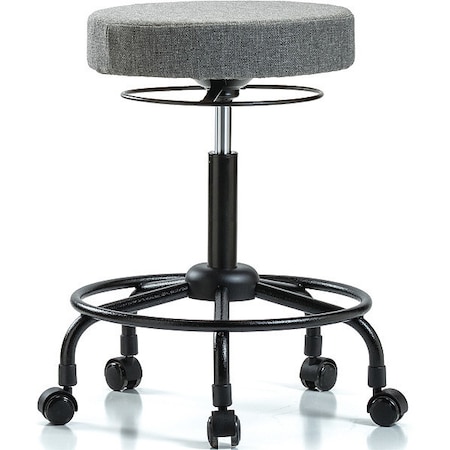 Bench Stool,Med,Fabric,RT,Casters,Gry