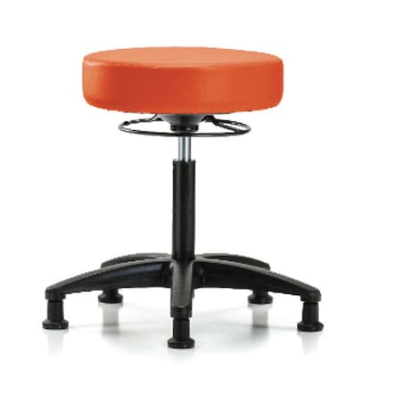 Bench Stool,Med,Vinyl,Glides,Orange