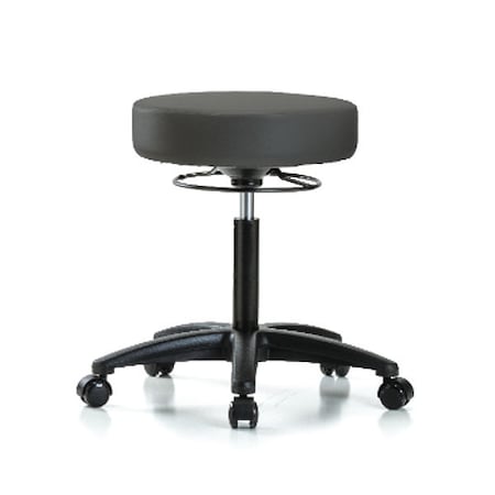 Bench Stool,Med,Vinyl,Casters,Gry