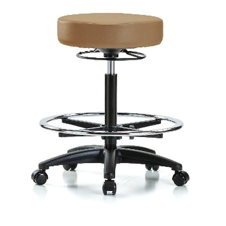 Bench Stool,Hi,Vinyl,CF,Casters,Taupe