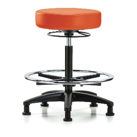 Bench Stool,Hi,Vinyl,CF,Glides,Orange