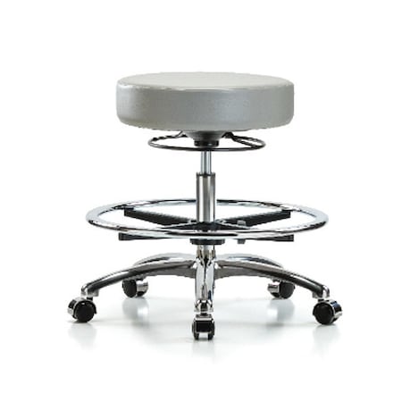 Bench Stool,Med,Vinyl,Chrm,CF,Cstrs,Dov