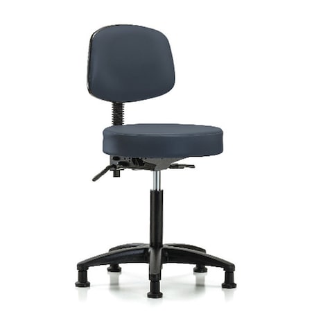 Bench Stool,Med,Vinyl,Bk,Glides,Nav