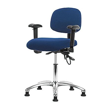 Fabric Desk Chair, 19 To 24, Adjustable Arms, Blue