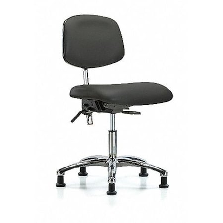 Clean Room Chair, Vinyl, 18 To 23 Height, No Arms, Charcoal