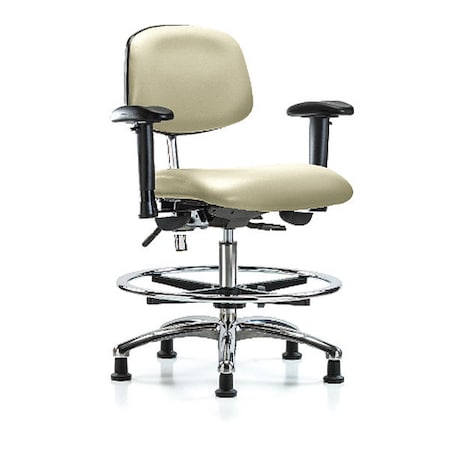 Med Bench Chair, Vinyl, CF, Glds, Wht, CL100, Color: Adobe White