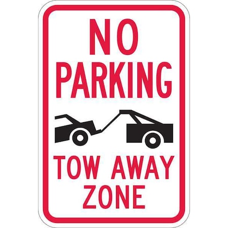 Tow Zone No Parking Sign,18 X 12, T1-1052-EG_12x18