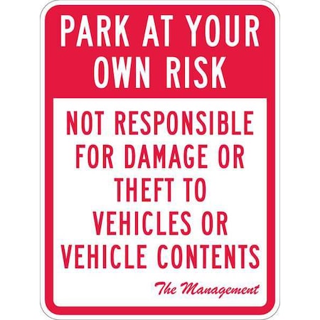 Parking Lot Damage Advisory Sign,24x18, T1-1066-EG_18x24