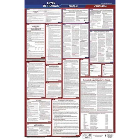 Labor Law Poster,Fed/STA,CA,SP,40Wx26inH
